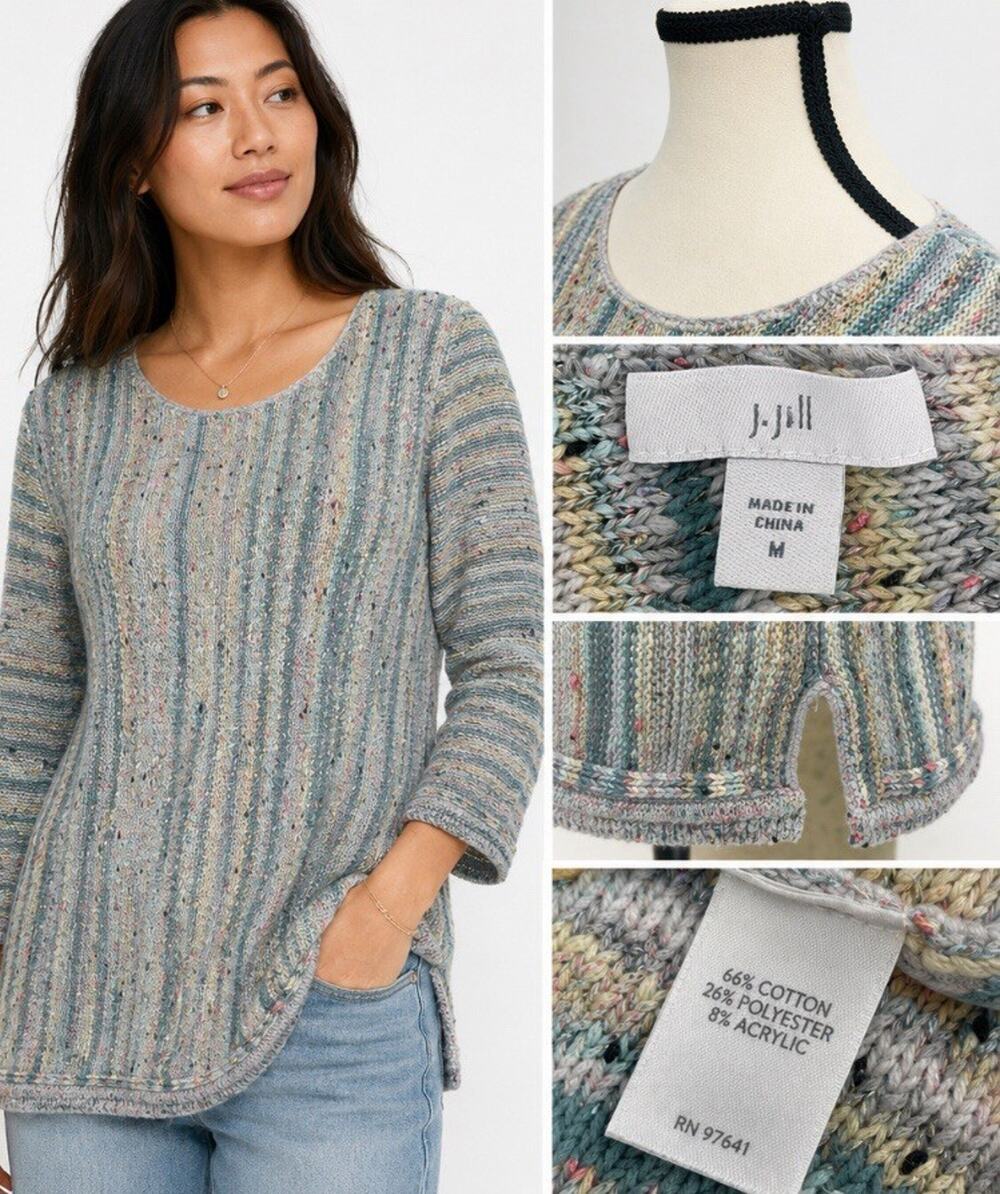 Boho J. Jill Women's Pullover Sweater Relaxed Fit Size M Multicolor Marled